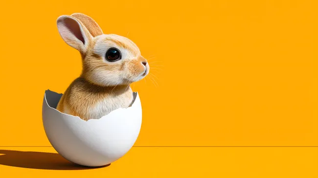 Süßes Osterbaby-Kaninchen in Eierschale