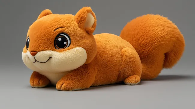 Süßes Plüschschweinchen auf grauem Hintergrund