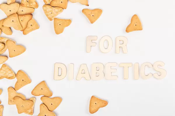 Sugar-free cookies for diabetics on white background