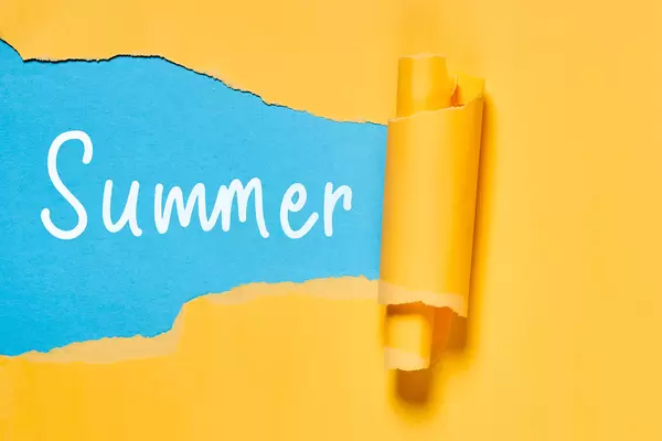 Summer text on the torn paper