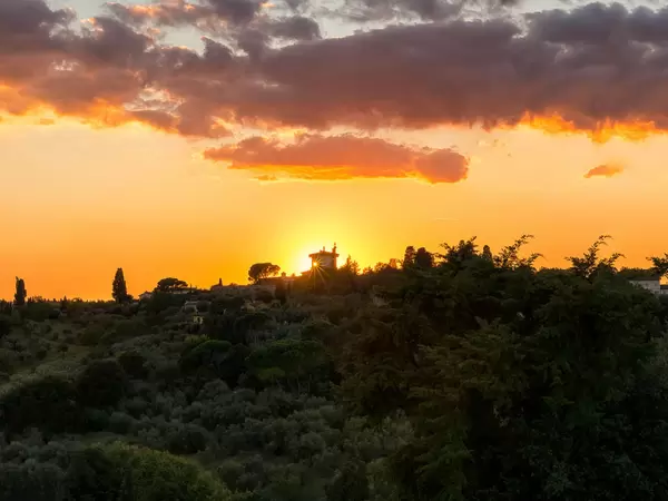 Sunset over the park in Florence, Italy
