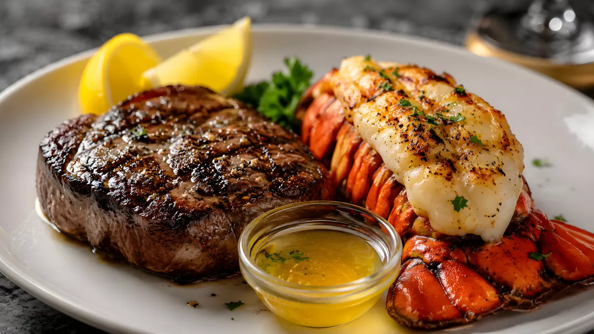 Surf and Turf mit Hummerschwanz und Rindersteak