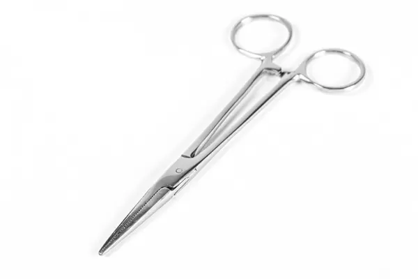 Surgery and medical concept- surgical clip on white background