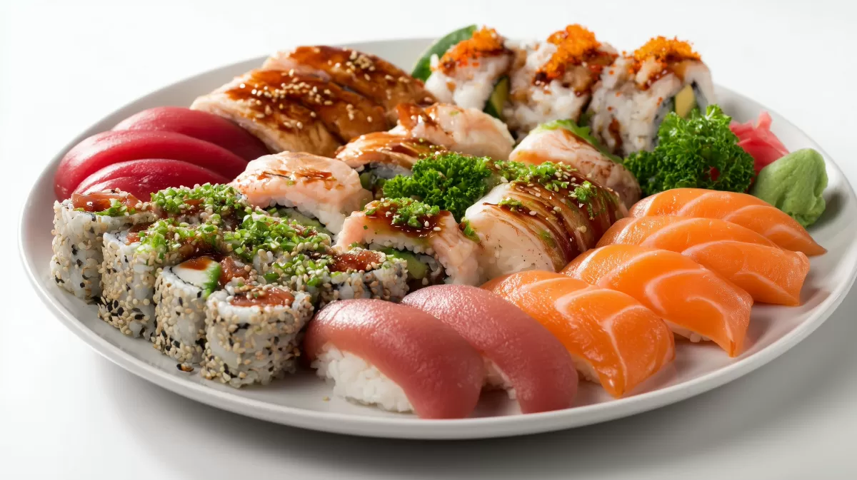 Sushi Mix Platte mit Lachs, Thunfisch und Maki-Rollen