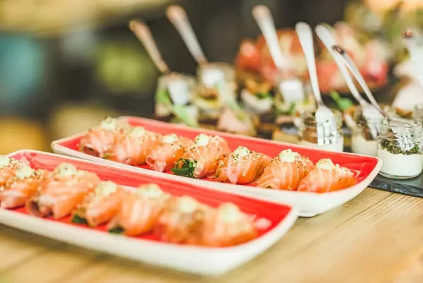 Sushi Rolls With Salmon and Cream