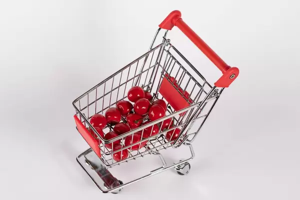 Sweet cherries in shopping cart  Flip 2019