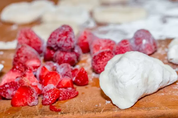 Sweet homemade dumplings with strawberries  Flip 2019