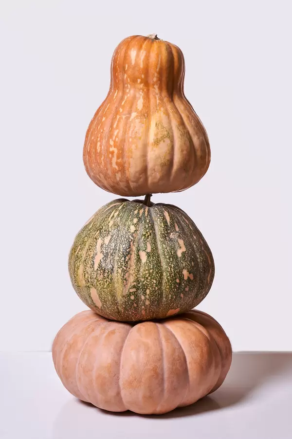Sweet tower made of organic pumpkins