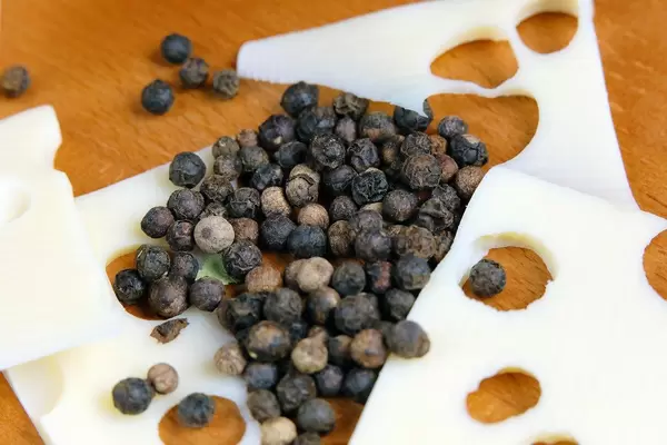 Swiss cheese and pepper corns