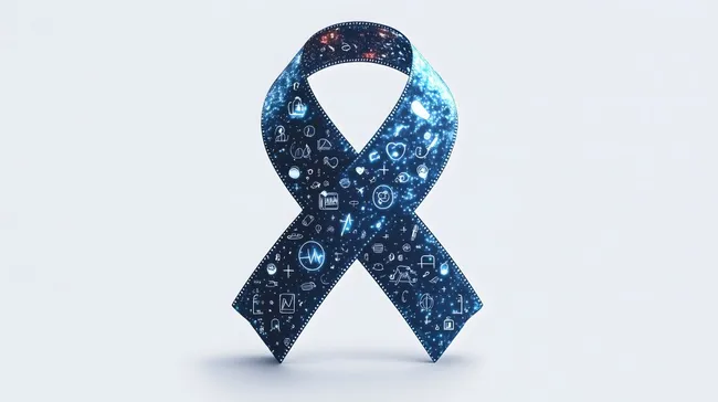 Symbolik der medizinischen Versorgung auf blauem Band