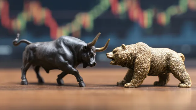 Symbolischer Börsenkampf zwischen Bulle und Bär
