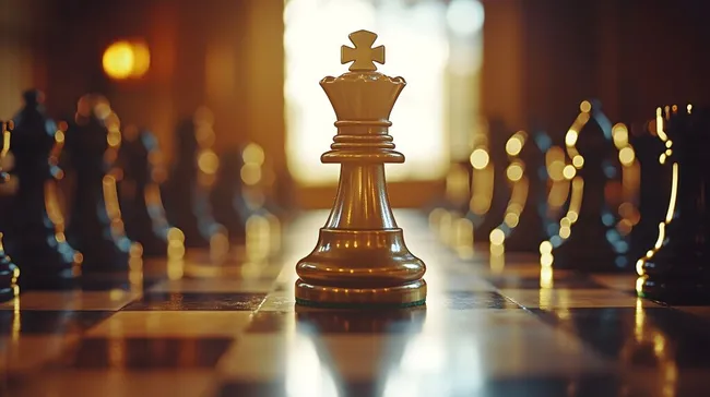 Symbolischer Schachkönig in stimmungsvollem Licht