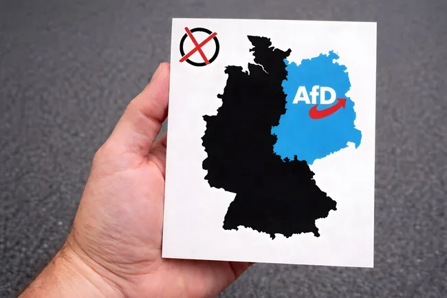 Symbolkarte von Deutschland mit AfD-Logo