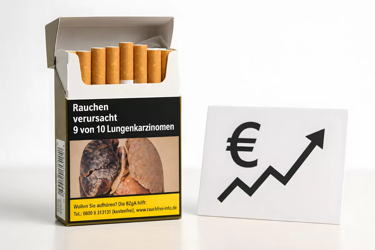 Tabaksteuer der Bundesregierung: Zigarettenschachtel mit Warnbild