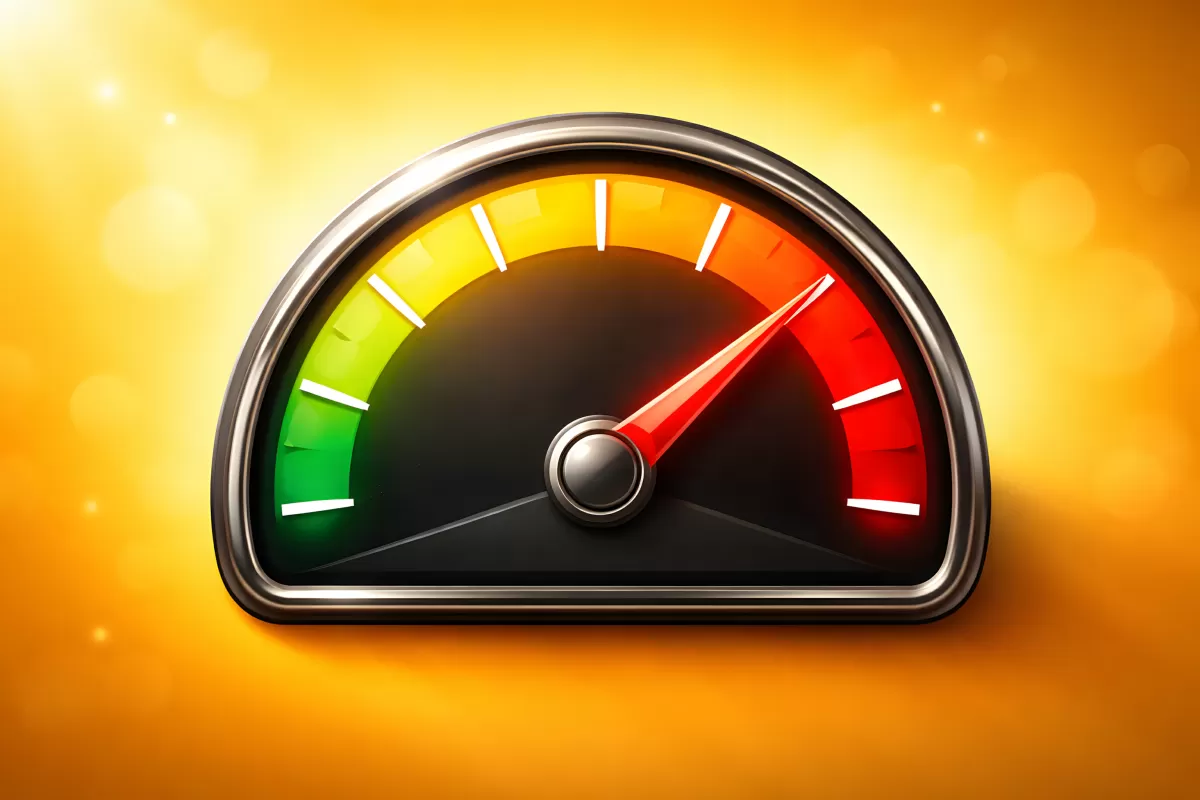 Tachometer mit Farbverlauf von Grün bis Rot im Detail