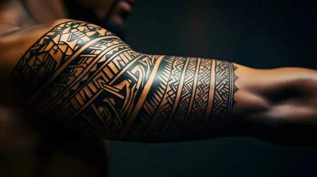 Tätowierter Arm im polynesian-Tribal-Stil