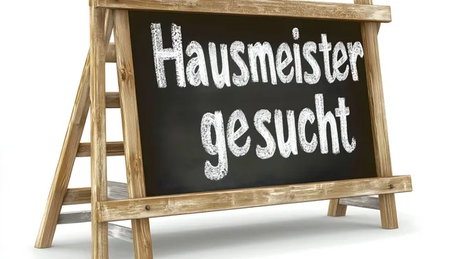 Tafel mit Aufruf für Hausmeister-Stelle