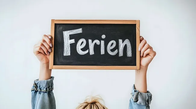 Tafel mit Aufschrift 'Ferien' für SEO-optimierte Stockfotos