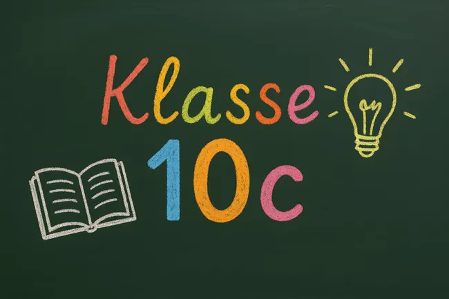 Tafel mit Kreideaufschrift 'Klasse-10c'