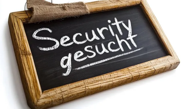 Tafel mit Kreidetext 'Sicherheit gesucht'