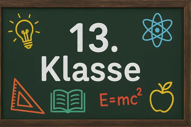 Tafel mit Lernsymbolen für die 13. Klasse