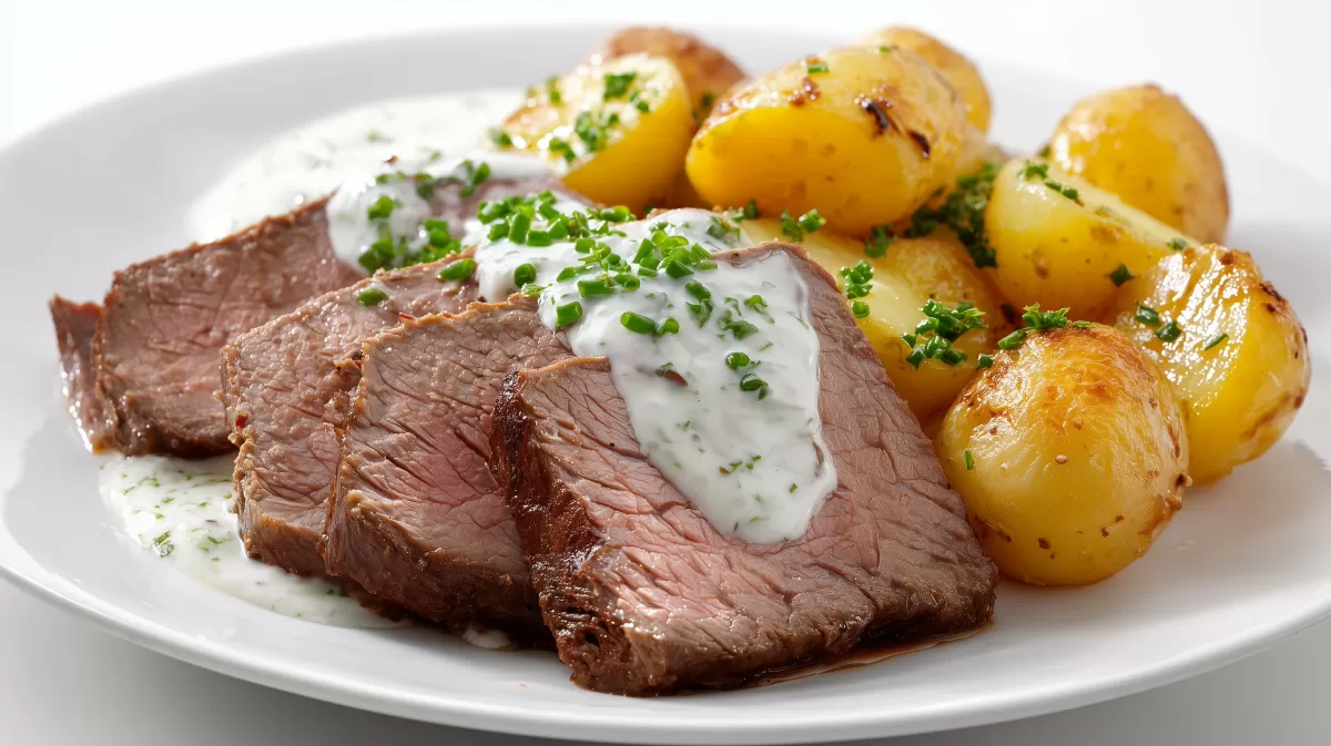 Tafelspitz klassisch mit Kartoffeln und Kräutersauce