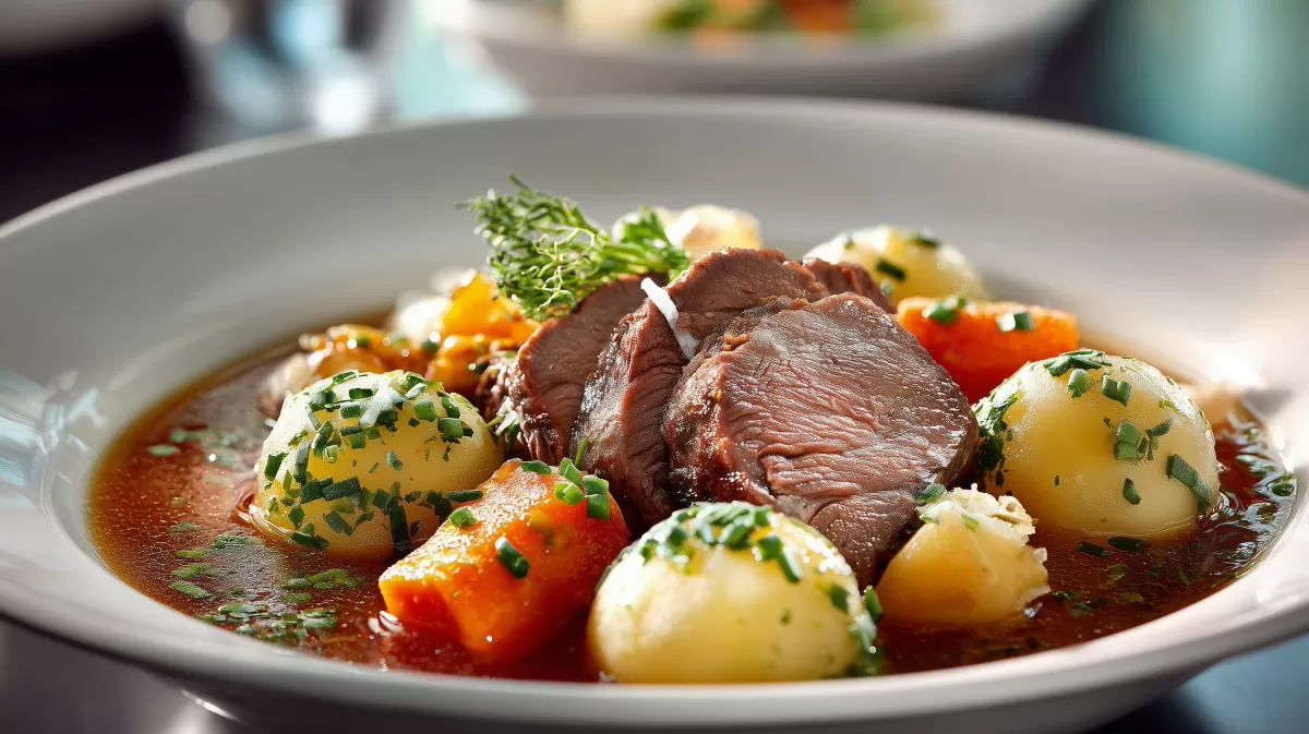 Tafelspitz mit Meerrettich foo und Gemüse