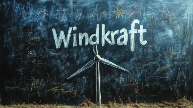 Tafelzeichnung eines Windkraftanlagen-Symbols