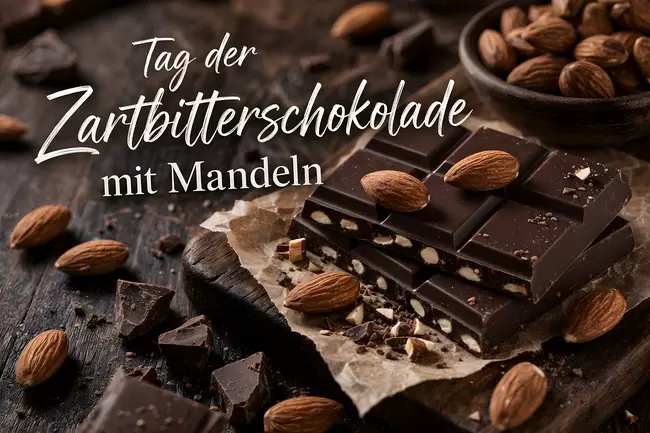 Tag der Zartbitterschokolade mit Mandeln am 7. November