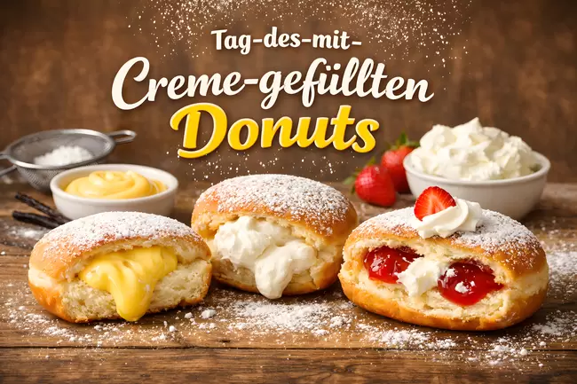 Tag des mit Creme gefüllten Donuts am 14. September