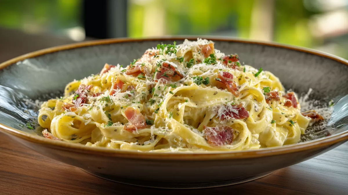 Tagliatelle Carbonara mit Speck