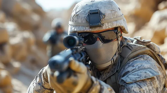 Taktisch ausgerüsteter Soldat im Einsatz