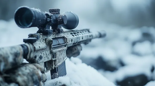 Taktisches Schnellfeuergewehr im Schnee