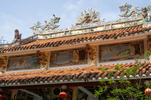 Tam Thai Pagoda with beautiful Ornaments, Buddha Story Paintings and other Buddhist Elements at Marble Mountains in Da Nang, Vietnam