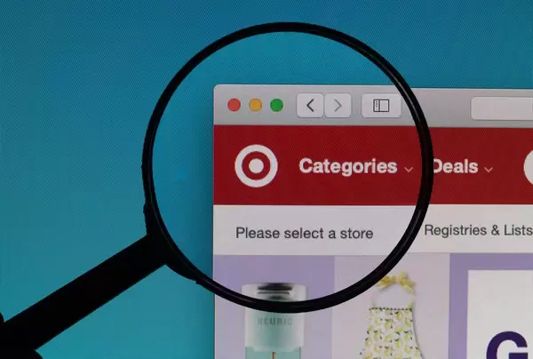Target logo under magnifying glass