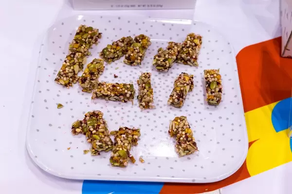 Tasten of nut-free, top 8 allergen-free seed based rasperry snack bar by Blake's