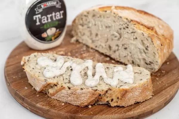 Tasty rustic bread with Tartar sauce