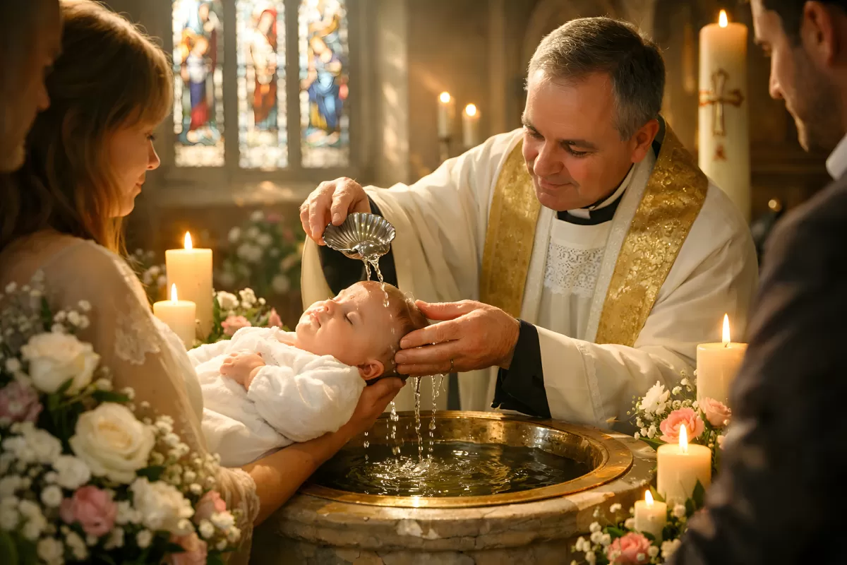 Taufe eines Babys in der Kirche