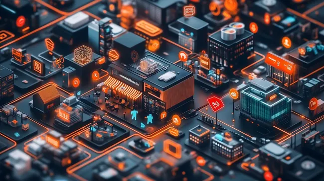 Technologisch vernetzte Smart City der Zukunft