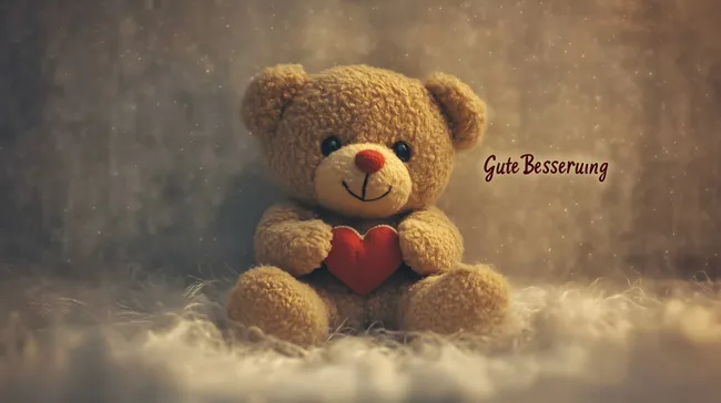Teddybär mit Herz: Gute Besserung wünschen