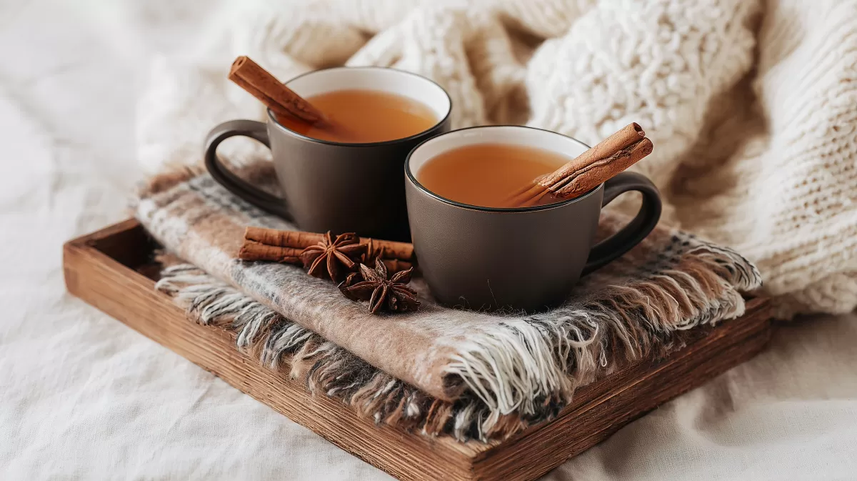 Tee und Gewürze an einem gemütlichen Wintertag