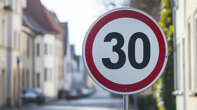 Tempolimit 30 im Wohngebiet - Straßenschild