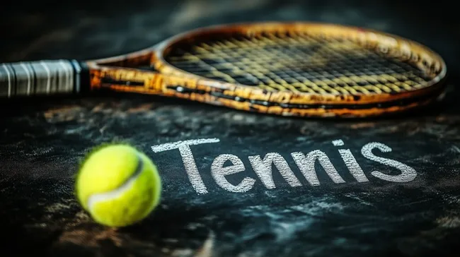 Tennisausrüstung auf dunkler Tafel