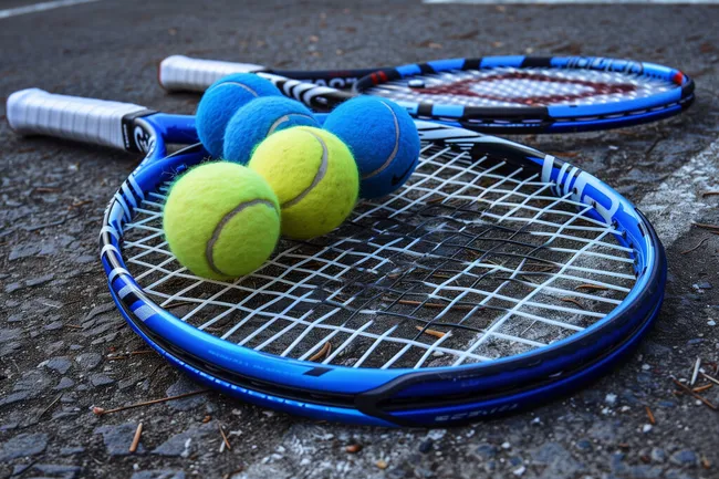 Tennisausrüstung auf Platz