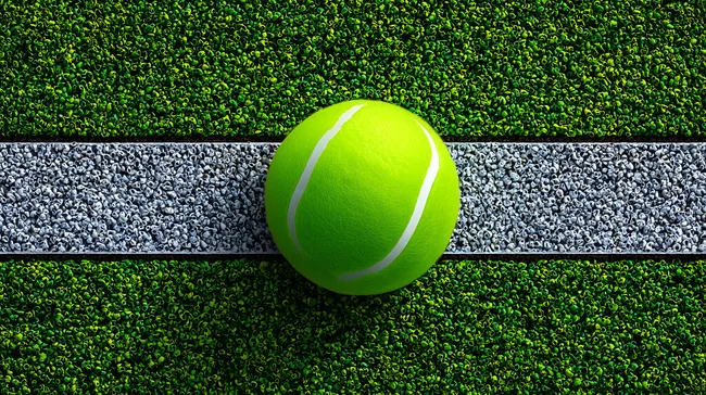 Tennisball auf Kunstrasensport-Spielfeld