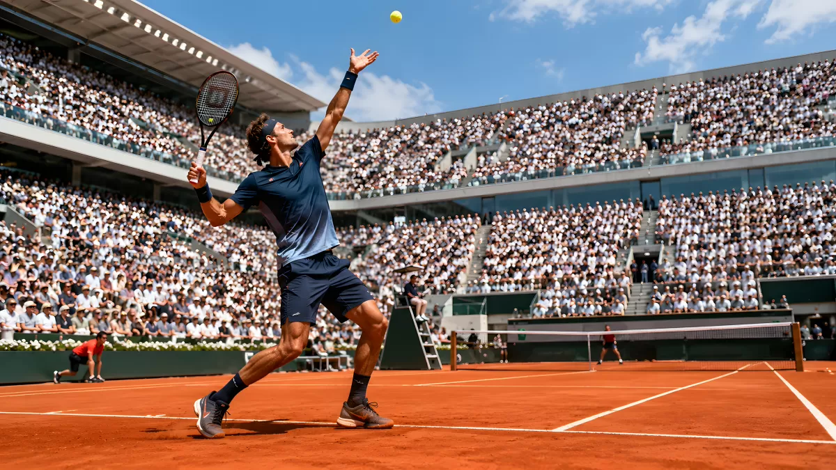 Tennisspieler schlägt bei French Open auf