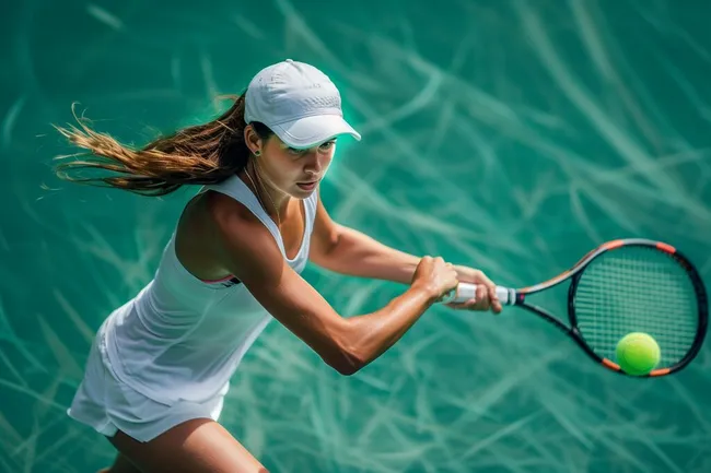 Tennisspielerin in dynamischer Aktion