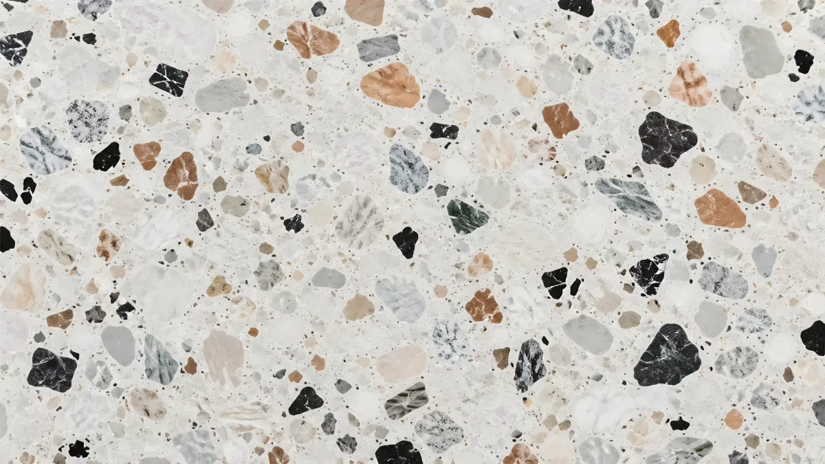 Terrazzo-Oberfläche mit bunten Steineinschlüssen