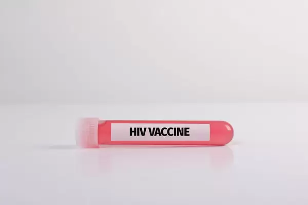 Test tube with HIV Vaccine text