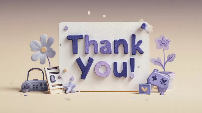 Thank You Karte mit Gamepad und Blumen